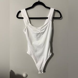 NWOT Shein Ruched Bust White Cami Bodysuit